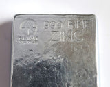 1 Pound .999 Fine Zinc Bullion Bar