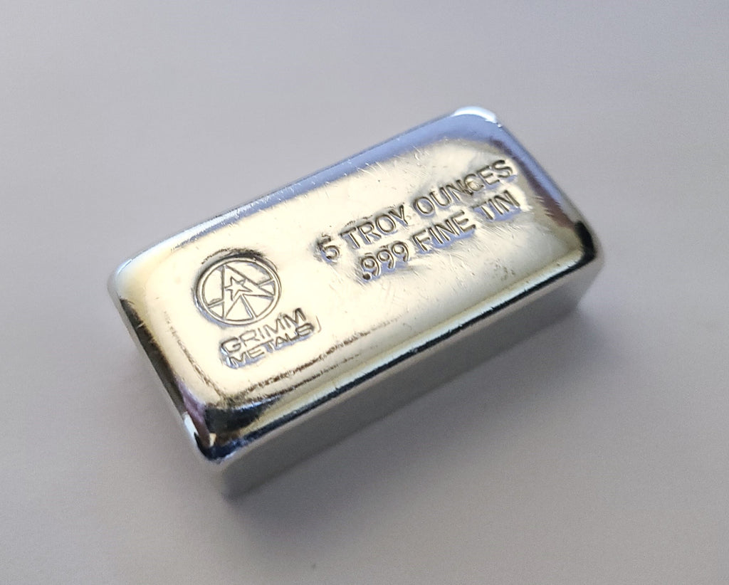 5 Troy Ounce .999 Fine Tin Bullion Bar