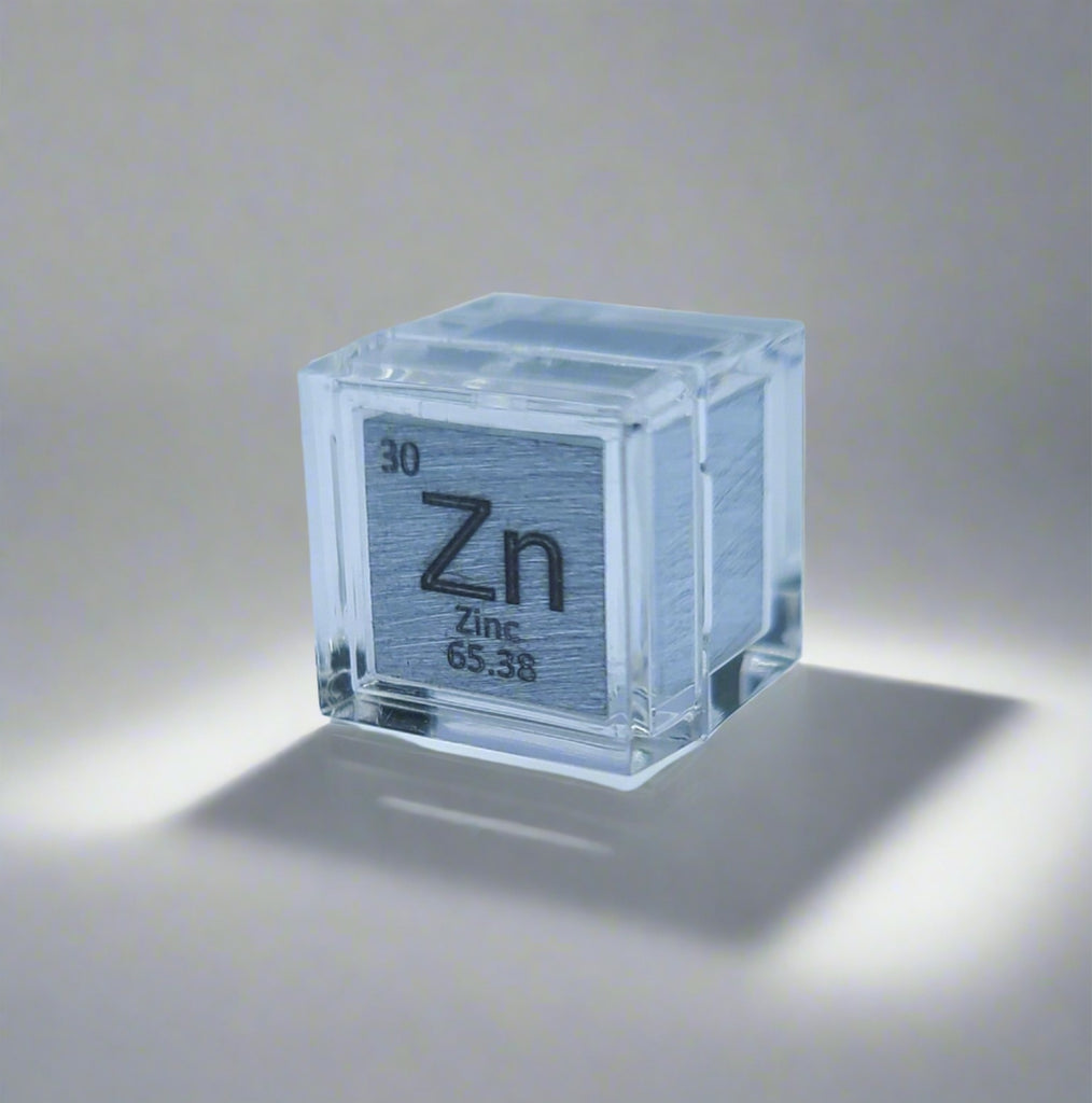 10mm .9999 Fine Zinc Elemental Cube in Protective Case