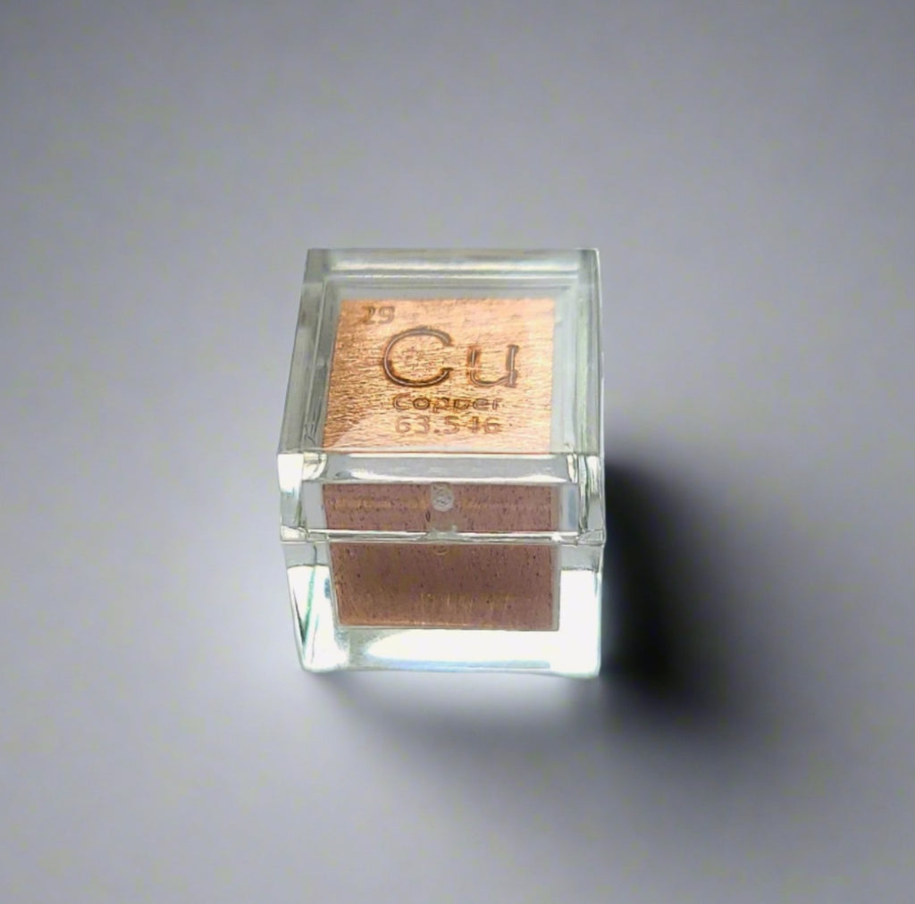10mm .999 Fine Copper Elemental Cube in Protective Case