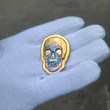 Small Skull - .9999 Fine Bismuth Art Bar - Natural Toning - ( 60 - 70 Grams ) - with Certificate of Authenticity