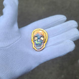 Small Skull - .9999 Fine Bismuth Art Bar - Natural Toning - ( 60 - 70 Grams ) - with Certificate of Authenticity