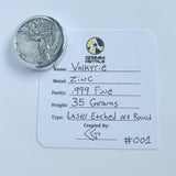 Valkyrie - Deluxe 1 Troy Ounce Poured .999 Fine Zinc Art Round - Laser Etched - Certified