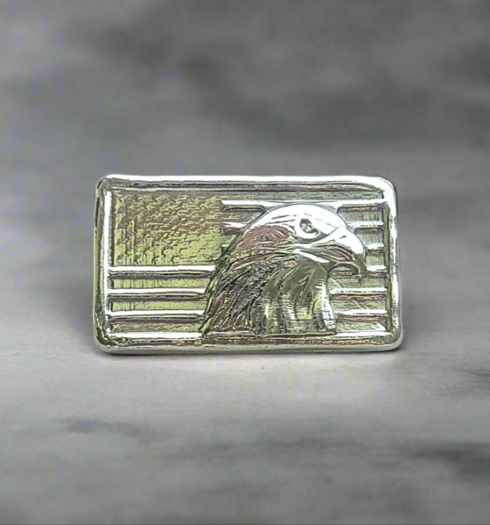 Flag & Eagle - .999 Fine Zinc Art Bar ( 90 - 100 Grams ) - With Certificate of Authenticity