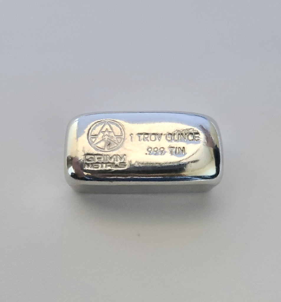 1 Troy Ounce .999 Fine Tin Bullion Bar