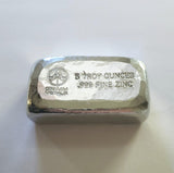 5 Troy Ounce .999 Fine Zinc Bullion Bar