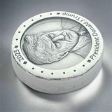 Presidential Portrait - Deluxe 1 Troy Ounce Poured .999 Fine Zinc Art Round - Laser Etched - Certified