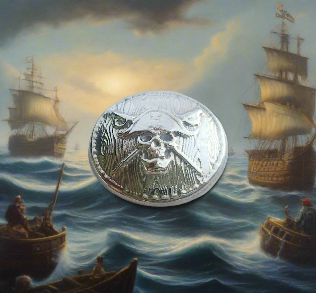 Jolly Roger - .999 Fine Zinc Art Round ( 70 - 80 Grams ) - With Certificate of Authenticity