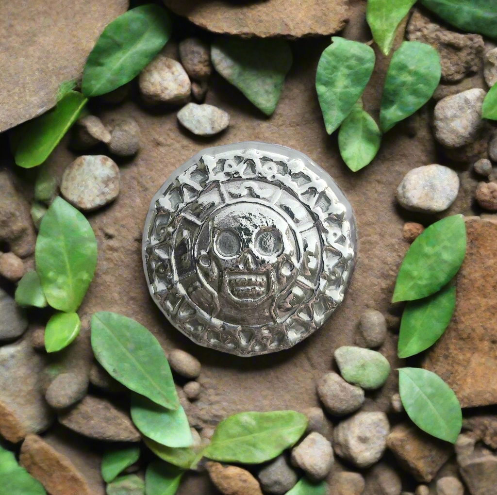 Aztec Skull  - 3 Troy Ounce .999 Fine Zinc Art Round - With Certificate of Authenticity