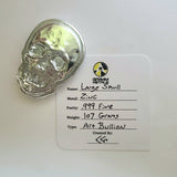 Skull - .999 Fine Zinc Art Bar ( 100 - 110 Grams ) - With Certificate of Authenticity