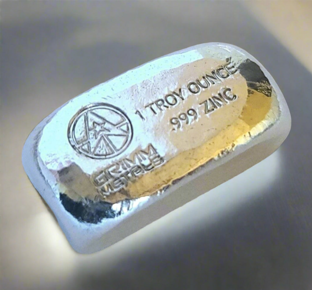1 Troy Ounce .999 Fine Zinc Bullion Bar