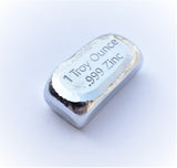 1 Troy Ounce .999 Fine Zinc Bullion Bar - No Logo