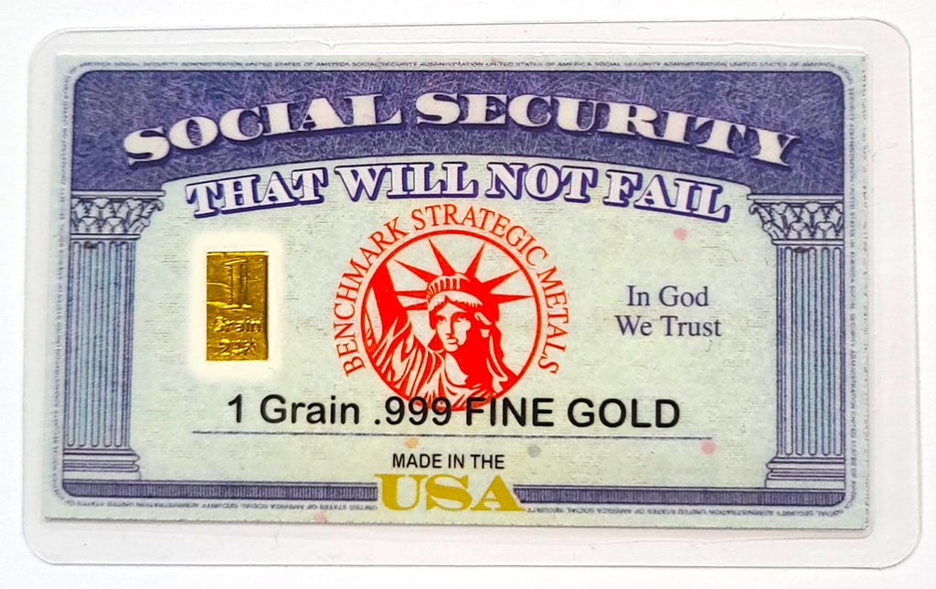 Social Security - 1 Grain .999 Fine 24k Gold Bullion Bar In COA Card