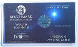 Santa's Gift - 1/4 Grain .999 Fine 24k Gold Bullion Bar In COA Card