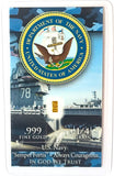 Navy - 1/4 Grain .999 Fine 24k Gold Bullion Bar In COA Card