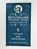 1/4 Grain .999 Fine Platinum Bullion Bar
