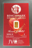 Heart of Gold - 1 Grain .999 Fine 24k Gold Bullion Bar In COA Card