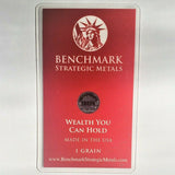 Heart of Gold - 1 Grain .999 Fine 24k Gold Bullion Bar In COA Card