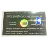 Thank You First Responders! - 1/4 Grain .9999 Fine 24k Gold Bullion Bar - in COA Card