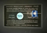 Thank You First Responders! - 1/4 Grain .9999 Fine 24k Gold Bullion Bar - in COA Card