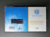 2 Grain .9999 Fine 24k Gold Bullion Bar