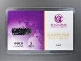 3 Grain .9999 Fine 24k Gold Bullion Bar