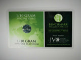 Combination - Platinum & Gold 1/10 Gram .999 Fine Bullion Bars - In COA Card