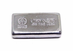 5 Troy Ounce .999 Fine Lead Bullion Bar