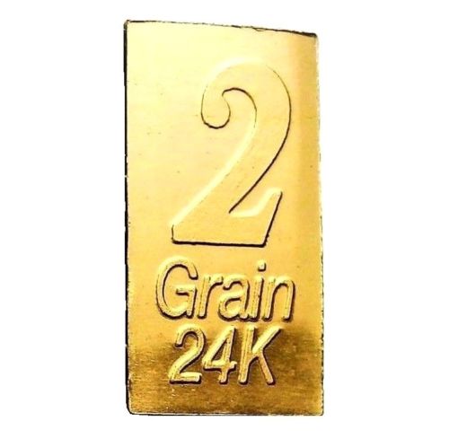 2 Grain .9999 Fine 24k Gold Bullion Bar