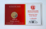 1 Grain .9999 Fine 24k Gold Bullion Bar - Heart of Gold - Horizontal Design