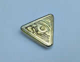 45 Gram .999 Fine Zinc Hand Poured All Seeing Eye Style Bullion Bar - Nickel and 24K Gold Plated