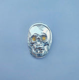 44 Gram .999 Fine Silver Skull - 24K Gold Eyes - Hand Poured & Stamped