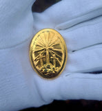 50 Gram .999 Fine Silver Calvary Round - Electroplated in 24K Gold - Hand Poured & Stamped