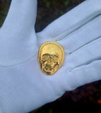 50 Gram .999 Fine Silver Skull - Electroplated in 24K Gold - Hand Poured & Stamped