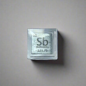 10mm .999 Fine Antimony Elemental Cube in Protective Case