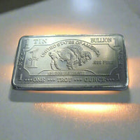 1 Troy Ounce .999 Fine Tin Bullion Bar - Minted