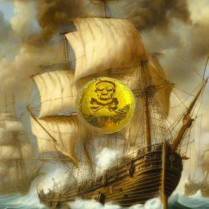 Jolly Roger - 2 Gram Hand Poured 24K .999 Fine Gold Art Round with Certificate of Authenticity