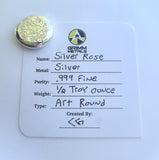 Silver Rose - 1/2 Troy Ounce Hand Poured .999 Fine Silver Art Round with Certificate of Authenticity