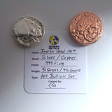 Hand Poured .999 Fine Copper & Silver Rounds Set - Native American & Skull