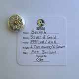 Seraph - 1 Troy Ounce .999 Fine Silver & 24K Gold Art Round - Hand Poured and Stamped with Certificate of Authenticity