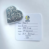 Heart -  .999 Fine Zinc Art Bar ( 70 -80 Grams ) - With Certificate of Authenticity