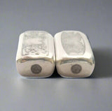 2 Troy Ounce Set - .999 Fine Silver Valentines Bars - Hand Poured - Laser Etched - Certified