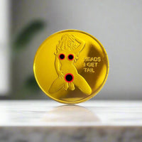 Heads or Tails Sexy Girl Novelty Coin Type 2 - Gold Color