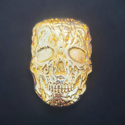 Skull - .9999 Fine Bismuth Art Bar - Natural Toning - ( 115 - 125 Grams )