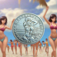 Cute Beach Anime Girl - Novelty Coin