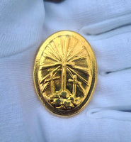 50 Gram .999 Fine Silver Calvary Round - Electroplated in 24K Gold - Hand Poured & Stamped