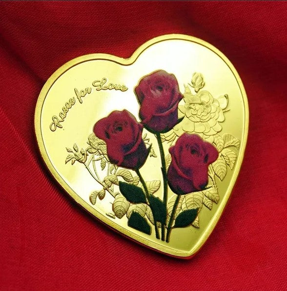 "Roses For Love" Gift Coin - Gold Plated