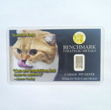 Scottish Fold - 1 Grain .999 Fine Silver Bullion Bar - In COA Card