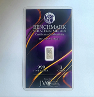 3 Grain .999 Fine Silver Bullion Bar - In COA Card