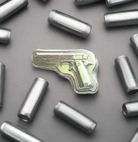 Pistol - .999 Fine Zinc Art Bar ( 50 - 60 Grams ) - With Certificate of Authenticity